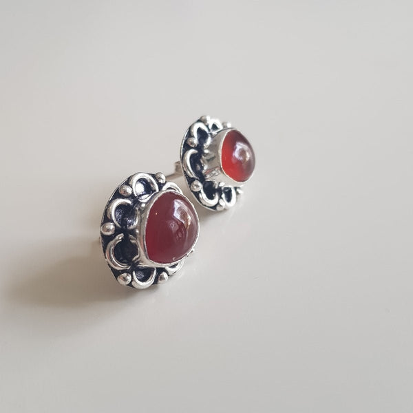 Antique - Style Silver Carnelian Earrings - MCA Design by Maria