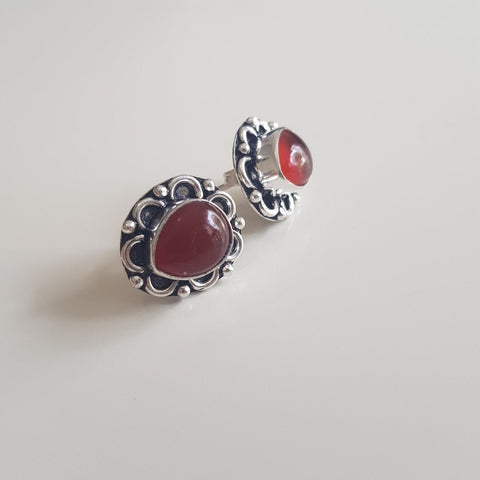 Antique - Style Silver Carnelian Earrings - MCA Design by Maria