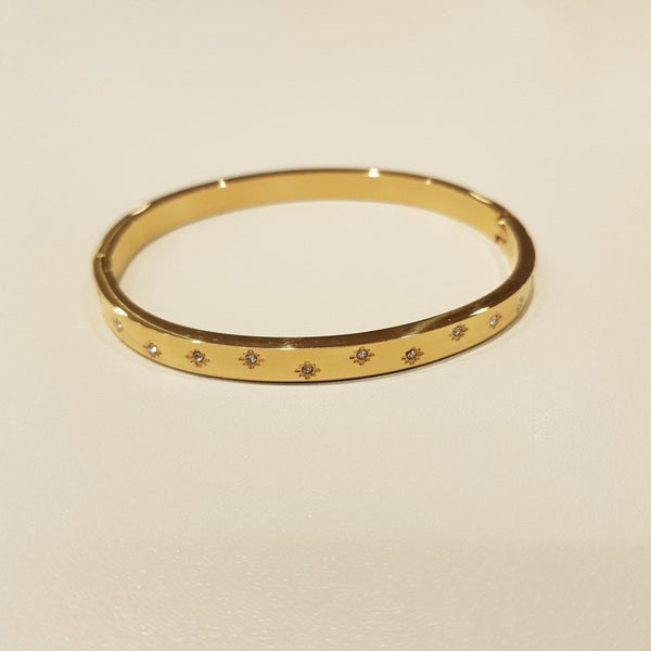 Gold - plated bangle with Zirconias - MCA Design by Maria