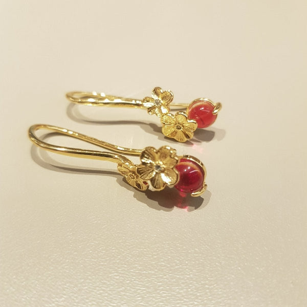 Gold Red Crystal Earrings - MCA Design by Maria