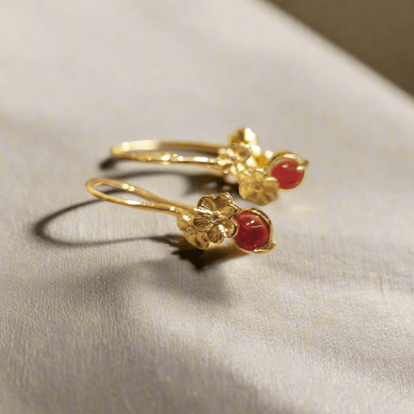 Gold Red Crystal Earrings - MCA Design by Maria