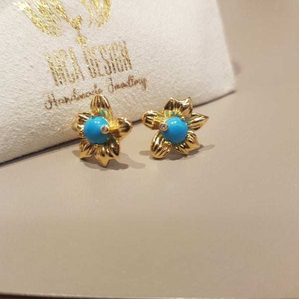 Gold Star Turquoise Howlite Stud Earrings - MCA Design by Maria