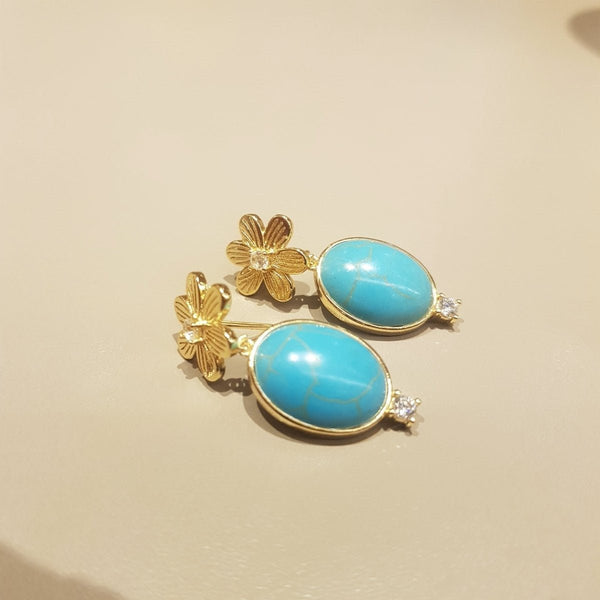 Gold Turquoise Howlite Drop Earrings - MCA Design by Maria