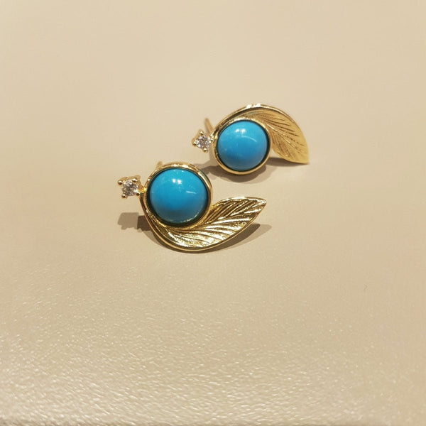 Gold Turquoise Howlite Stud Earrings - MCA Design by Maria