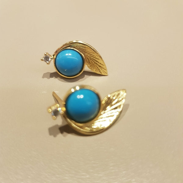 Gold Turquoise Howlite Stud Earrings - MCA Design by Maria