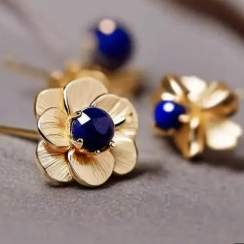 Rose Stud Lapis Lazuli Earrings - MCA Design by Maria