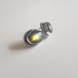 Silver Antique - Style Labradorite Earrings - MCA Design by Maria