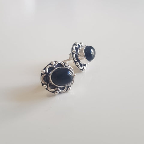 Silver Antique Style Onyx Earrings - MCA Design by Maria