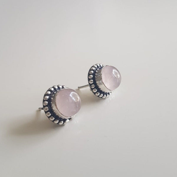 Silver Rose Quartz Earrings - MCA Design by Maria