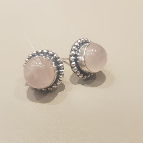 Silver Rose Quartz Earrings - MCA Design by Maria