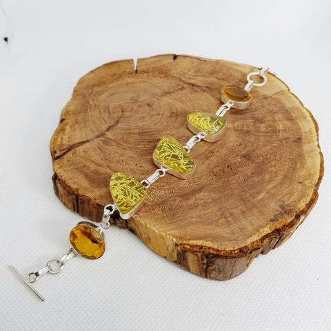 Sterling Silver Citrine Bracelet with Yellow Topaz - MCA Design by Maria